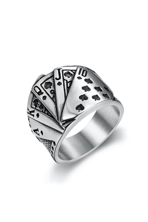 Mens Biker Casino Lucky Poker Ring Jewelry Men Stainless Steel Size 7-15-12