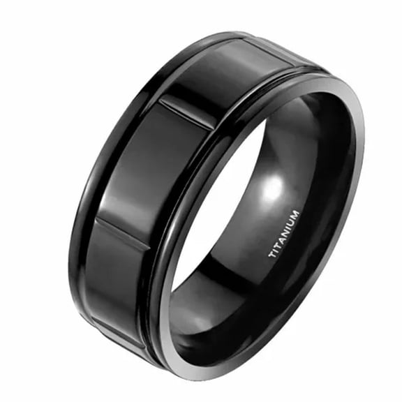 MATROOY Mens Black Titanium Ring Simple Gothic Casual Anniversary Wedding Band 8mm 9-12-12