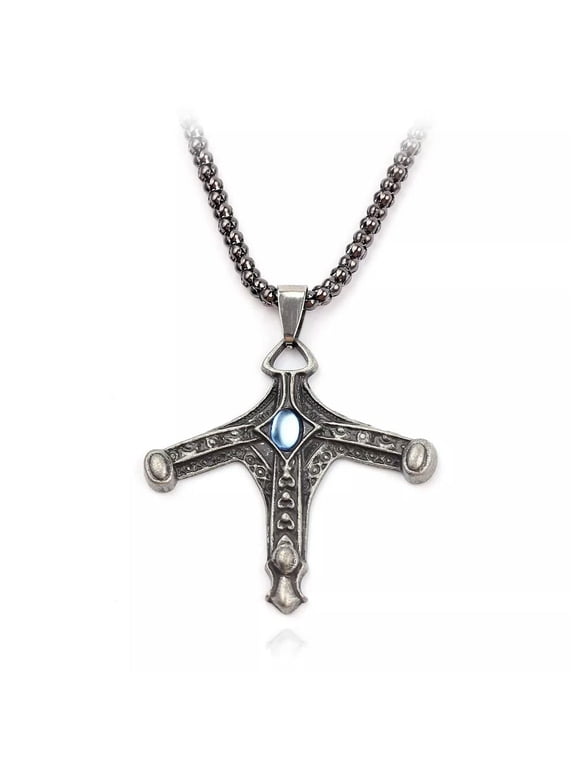 Mens Bloodborne Sword Hunter Badge Pendant Necklace Punk Biker Jewelry Chain 24"