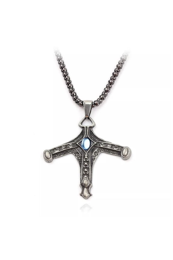 Mens Bloodborne Sword Hunter Badge Pendant Necklace Punk Biker Jewelry Chain 24"