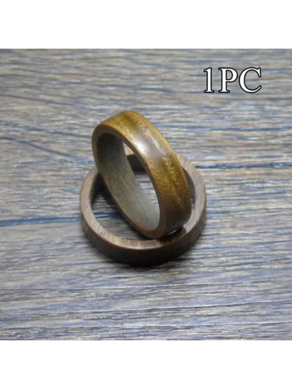 Womens Mens Ebony Ring Wooden Natural Wood Ring Finger Craf Party Jewelry Gift/-green-17.5mm
