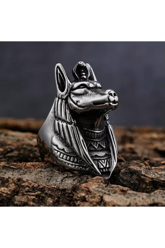 Mens Egypt Egyptian Pyramid Pharaoh Anubis Ring Stainless Steel Size 7-15 Gift-7