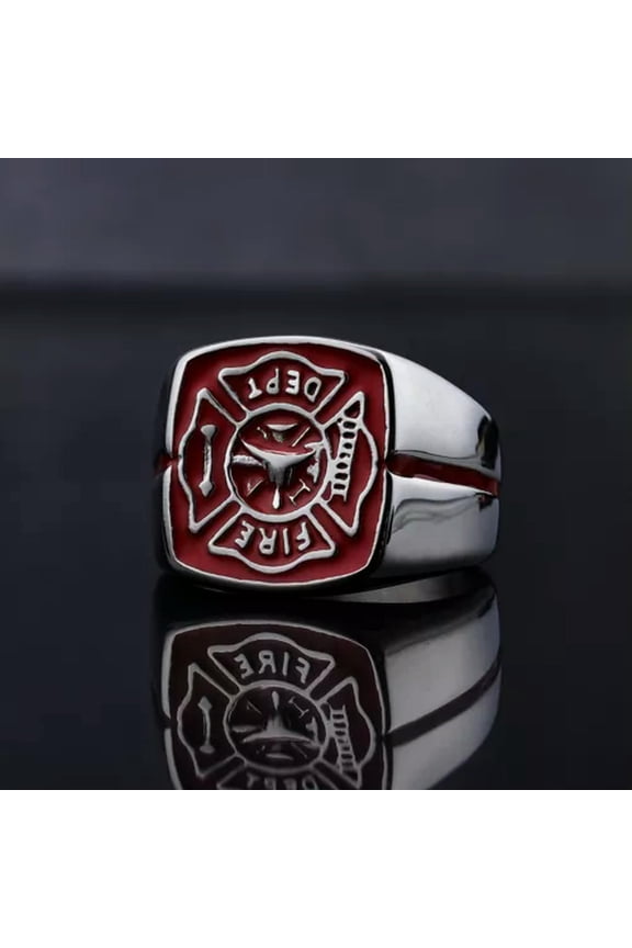 Mens Fire Department Fireman Firefighter Ring Stainless Steel Size 8-14 Gift-12