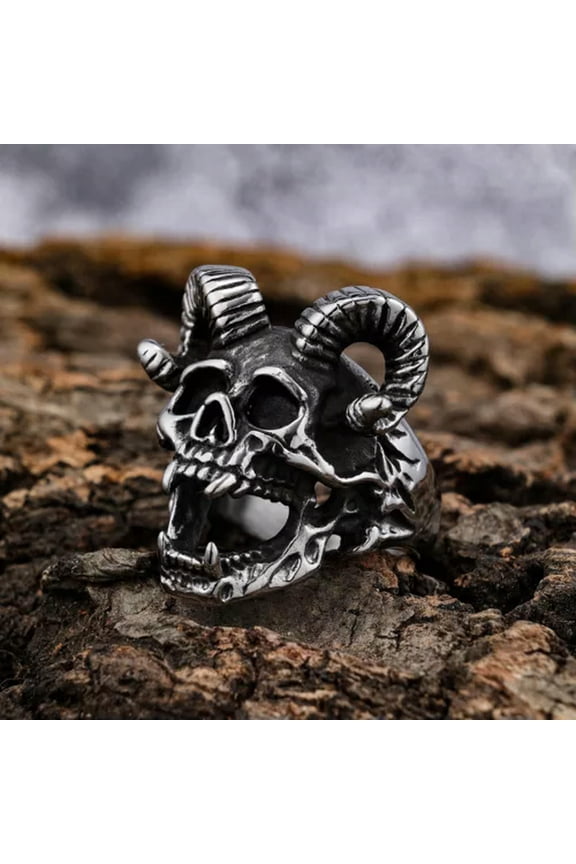 Mens Gothic Punk Devil Biker Skull Ring For Men Stainless Steel Size 7-13 Gift-7