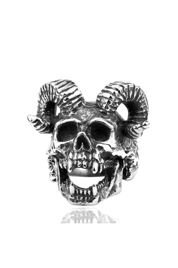 Mens Gothic Punk Devil Biker Skull Ring for Men Stainless Steel Size 7-15-9