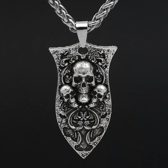 MATROOY Mens Gothic Punk Skull Pendant Necklace Retro Hip Hop Rock Jewelry Chain 24"
