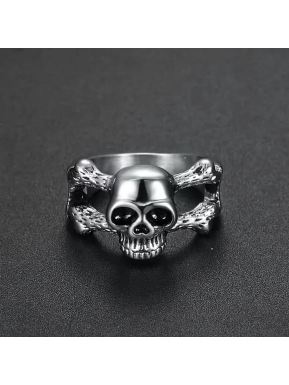 Mens Gothic Stainless Steel Biker Skull Ring Womens Size 5 6 7 8 9 10 11 12 15-15