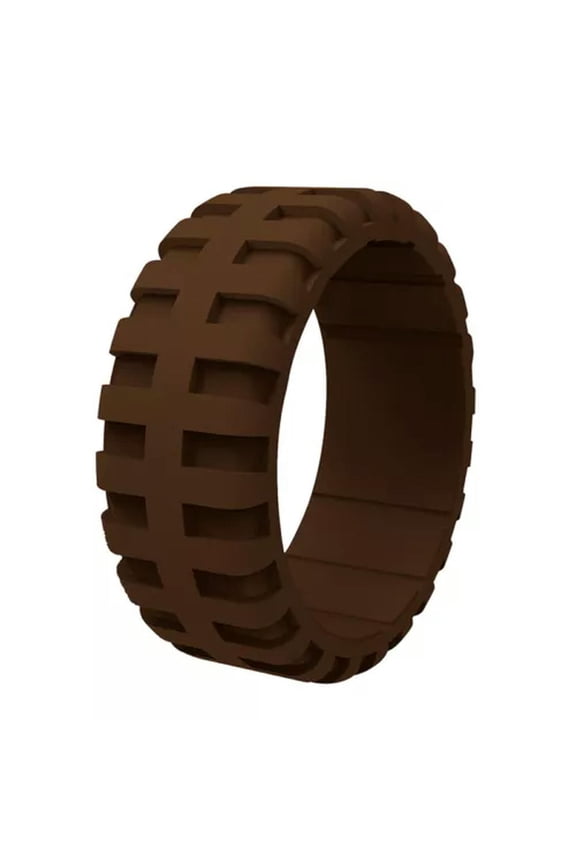 Mens Rubber Band Ring Tire Pattern Wedding Finger Rings Silicone Rings Flexible-Coffee#1-8