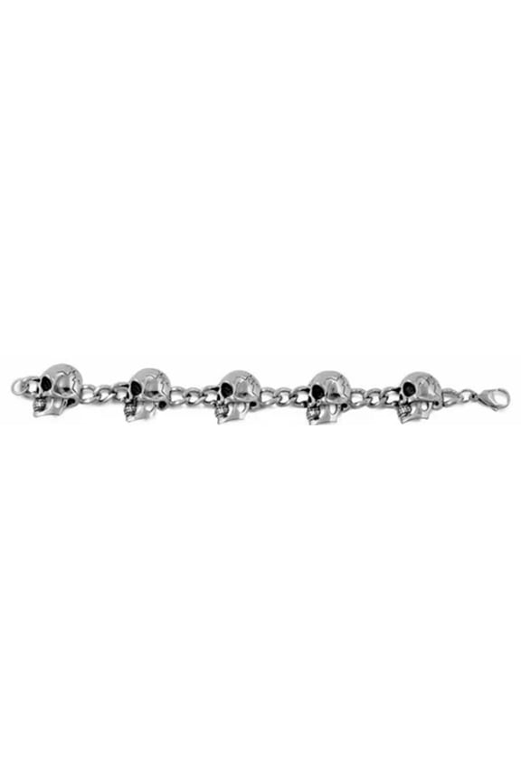 Mens Skull Chain Link Bracelet Stainless Steel Gothic Pirate Biker Cuff Bangle-9 Inch