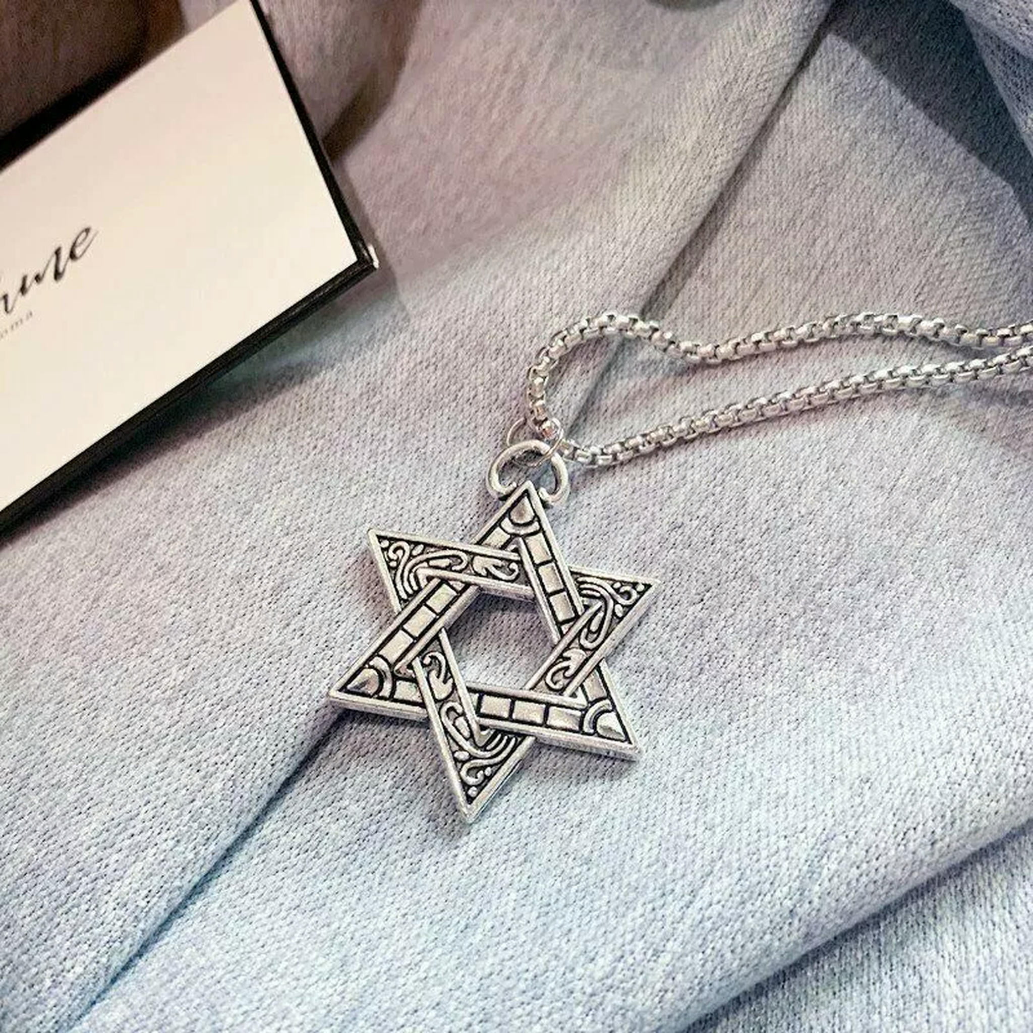 Mens Stainless Steel 6 Point Star Hexagram Star Of David Pendant - Foto 10