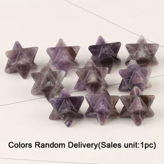 MATROOY Merkaba Crystal Star Healing Reiki Amethyst Quartz Adventurine Rare Decor-Amethyst