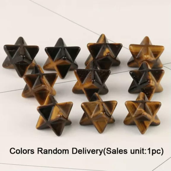 MATROOY Merkaba Crystal Star Healing Reiki Amethyst Quartz Adventurine Rare Decor-Tiger Eye