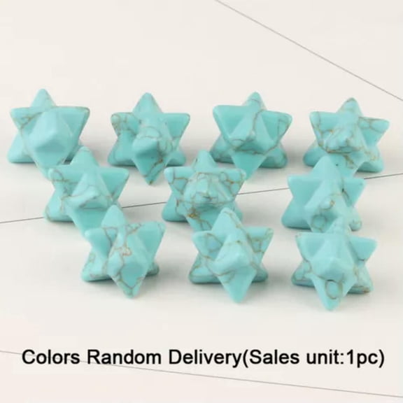 MATROOY Merkaba Crystal Star Healing Reiki Amethyst Quartz Adventurine Rare Decor-Turquoise