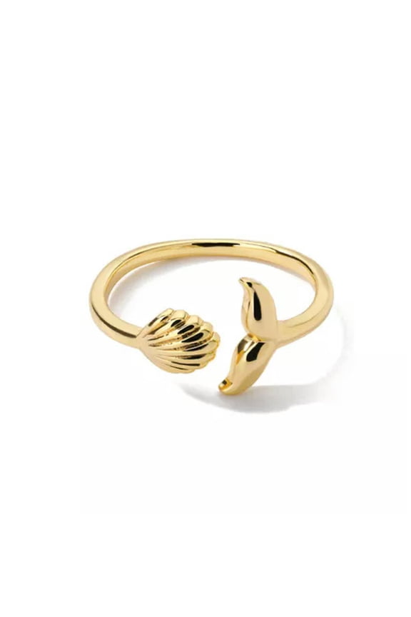 Mermaid Tail And Shell Rings Ocean Theme Jewelry Adjustable Rings WY4-A1