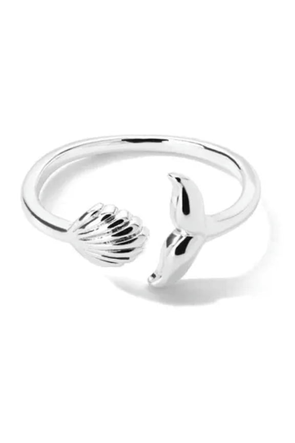 Mermaid Tail And Shell Rings Ocean Theme Jewelry Adjustable Rings WY4-A2