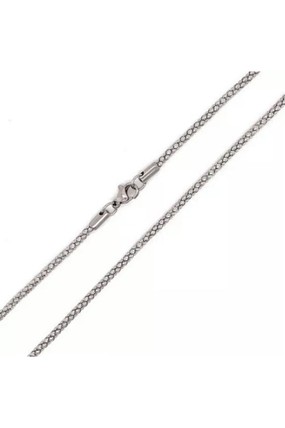 Mesh Serpentine Chain 2mm Silver Stainless Steel Snake Skin Necklace 16-24-inch-16