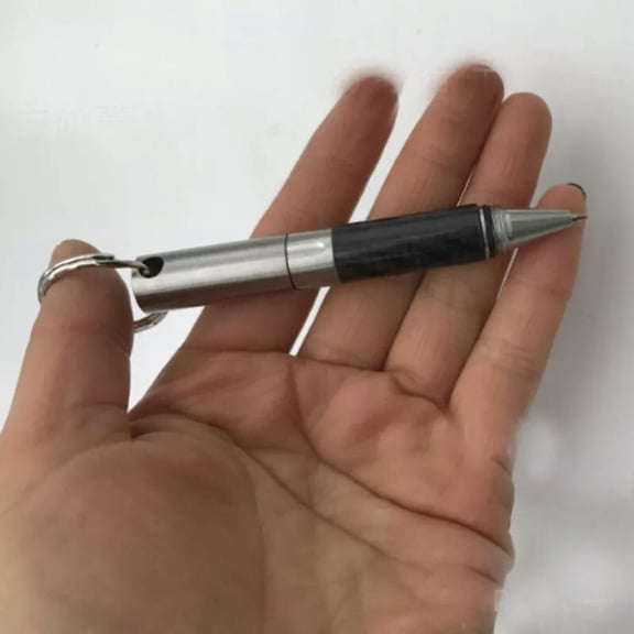 MATROOY Mini Stainless Steel Tool Pen Tungsten Steel Head Write Pen W/Ring EDC