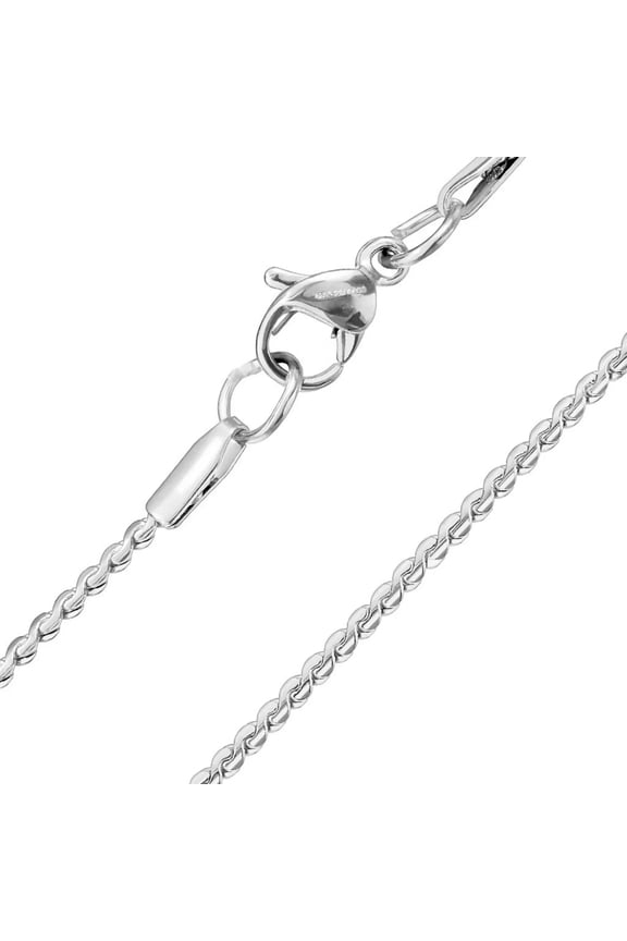 Minimalist Serpentine Chain Necklace Silver Stainless Steel Snake 18-Inch 1.4mm