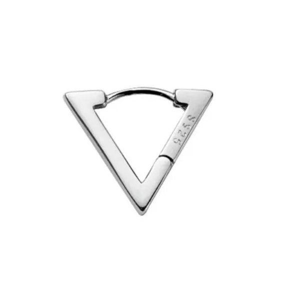 MATROOY Minimalist Triangle Shape Unisex Sterling Silver Hoop SINGLE Earring A1406-Platinum - 1 single earring