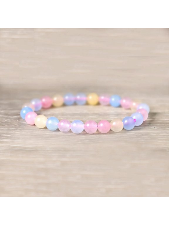 Morganite 8mm Beads Healing Empath Protection Reiki Stretchy Women Bracelet Gift