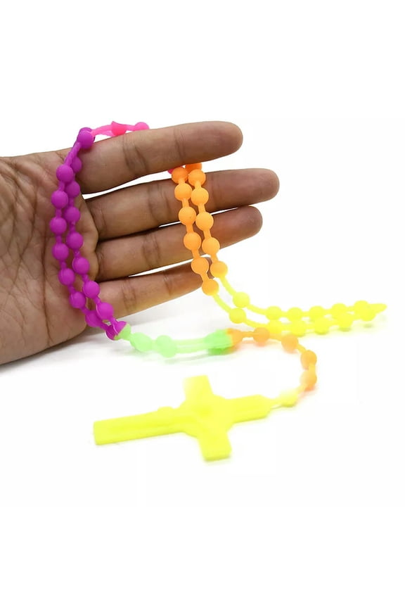 Multicolor Silica Gel Beads Cross Necklace Catholicism Prayer Religious Jewe_tu