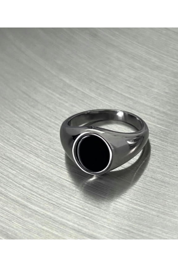 NEW Fashion Stainless Steel Heart Ring Unisex Ring Hip Hop Punk Jewelry 6-11-Black Oval Ring-10