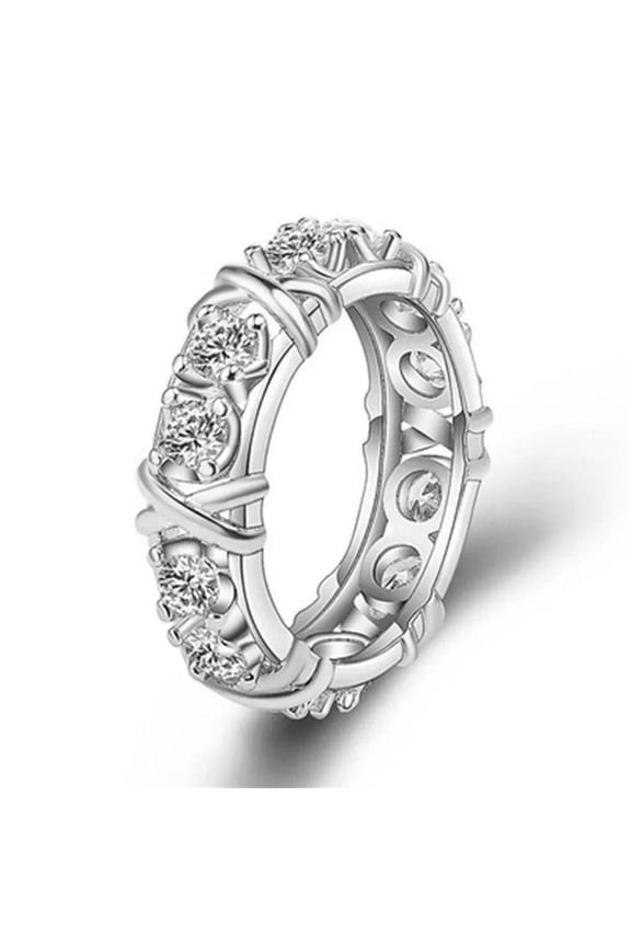 NEW Moissanite Magnetology Lymphvity Ring Zircon Platinum Jewelry Band-Silver-11