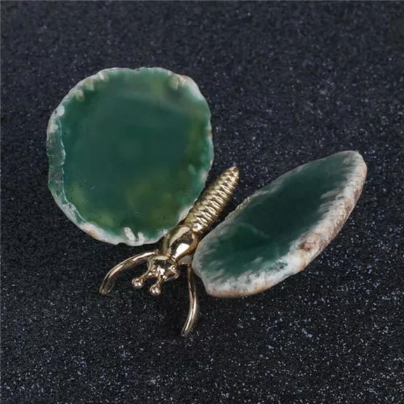 MATROOY Natural Agate Slice Butterfly Home Decor Boho Gemstone Butterfly Wings Crystal-Green