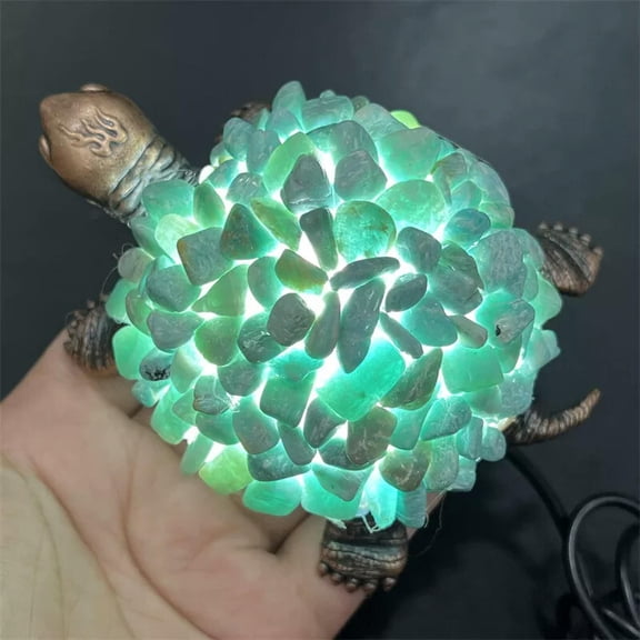 MATROOY Natural Amazonite Crushed stone Sea Turtle Quartz Crystal USB Night lamp 1PC