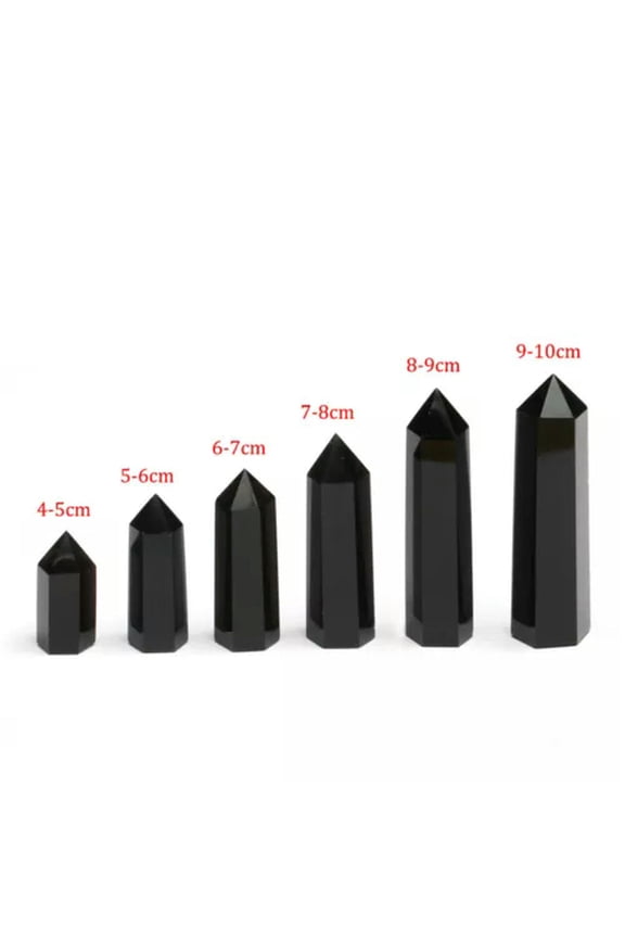 Natural Black Obsidian Quartz Crystal Stone Point Healing Hexagonal Wand Reiki-4-5cm