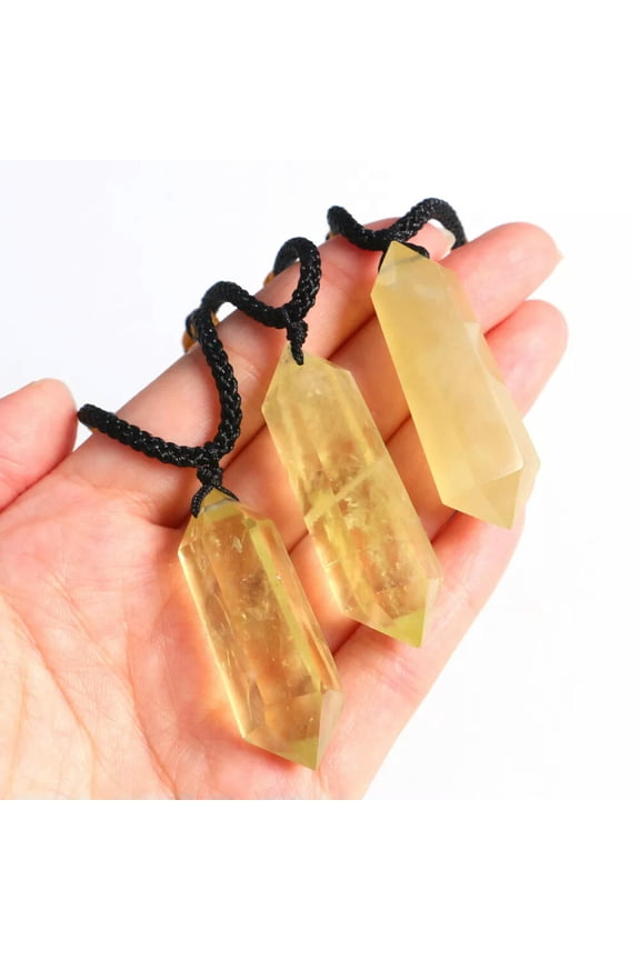 Natural Citrine Quartz Crystal Pendant Chakra Gemstone Necklace Healing