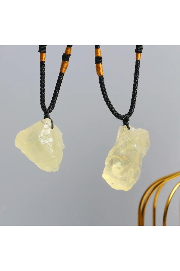 Natural Citrine Raw Rough Crystal Mineral Specimen Rock Stone Pendant Necklace