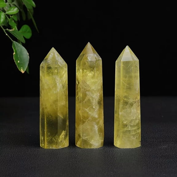 MATROOY Natural Citrine Stone Healing Crystal Wands Reiki Obelisk Point Tower Decoration