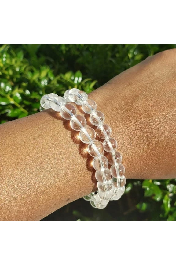 Natural Clear Quartz Crystal 8mm Round Beads Healing Grounding Balance Bracelet