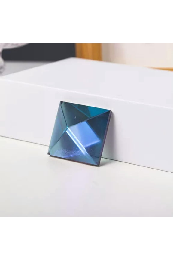 Natural Clear Quartz Crystal Rainbow Titanium Pyramid Mineral Specimen Healing-Blue