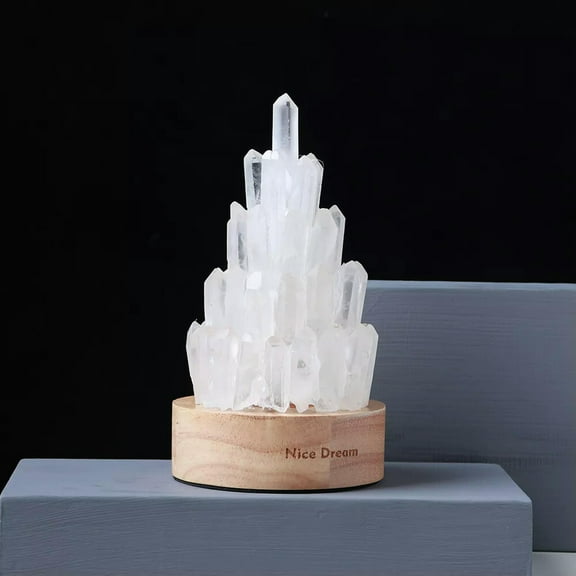 MATROOY Natural Clear Quartz Tower Crystal Lamp Generator Reiki Healing Night Light