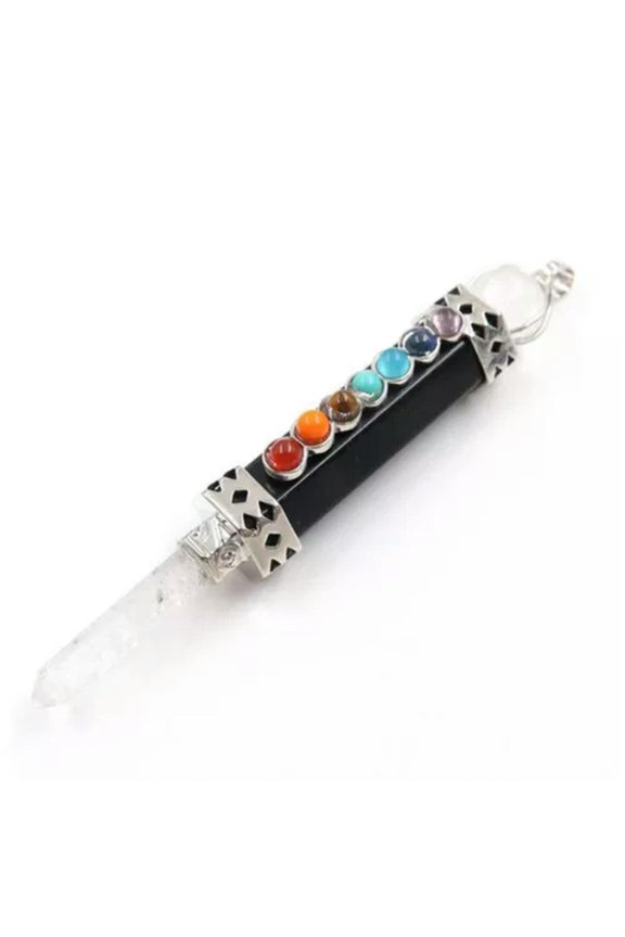 Natural Crystal Hexagon Healing Chakra Point Stone Pendulum Pendant Reiki Amulet-Black Onyx