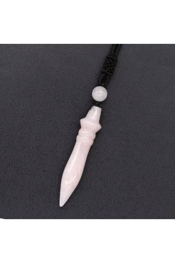Natural Crystal Quartz Amethyst Fluorite Stone Pharaoh Scepter Pendant Necklace-Rose Quartz