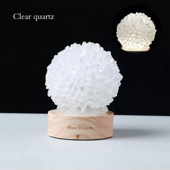 MATROOY Natural Crystal Quartz Cluster Sphere Lamp Healing Night Light Home Decor-Clear Quartz