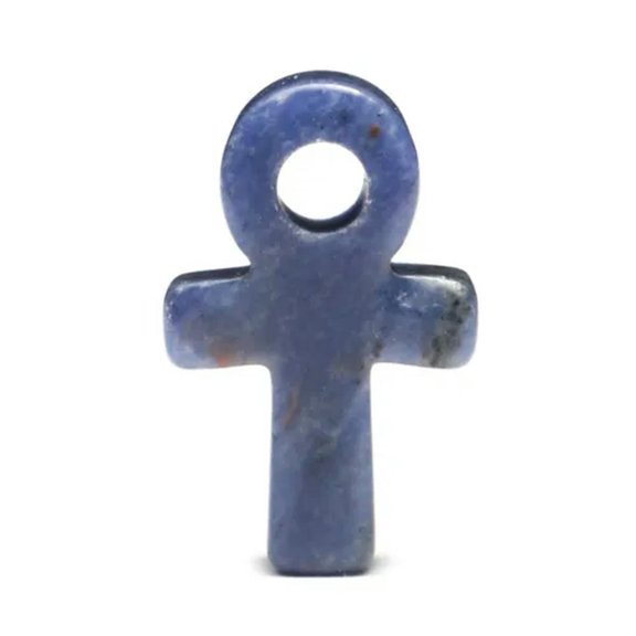 MATROOY Natural Crystal Quartz Egyptian Ankh Cross Hand Carving Stone Symbol of Life-Sodalite