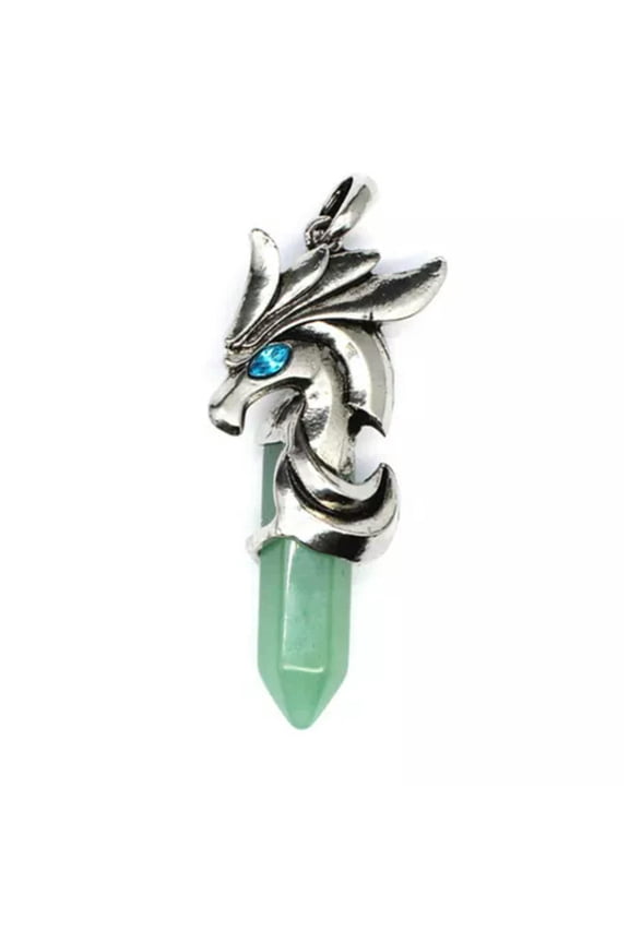 Natural Crystal Quartz Point Pegasus Pendant Magic Reiki Healing Stone Amulet-Aventurine