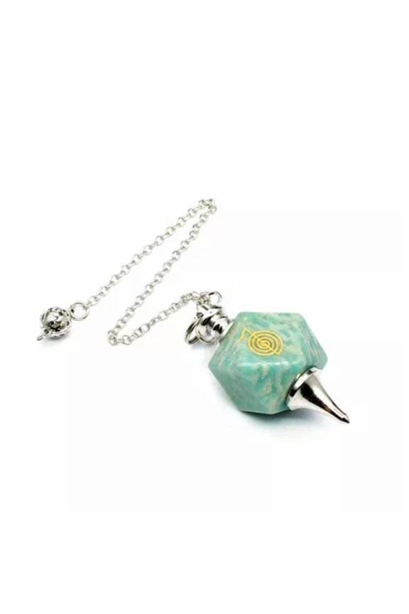 Natural Crystal Quartz Rune Pendulum Pendant Energy Reiki Healing Amulet-Amazonite