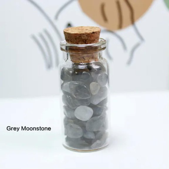 MATROOY Natural Crystal Tumbled Quartz Stone Drifting Gemstone Bottle Mineral Speciments-Grey Moonstone
