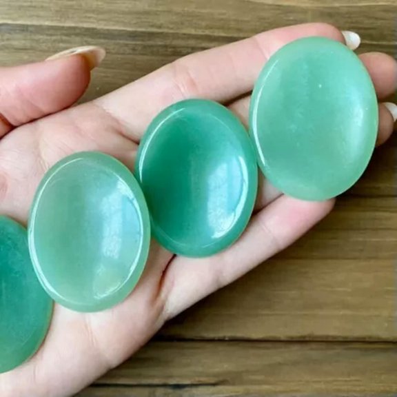 MATROOY Natural Crystal Worry Stone: Choose Gemstone (Crystal Healing Pocket Stone)-Green Aventurine