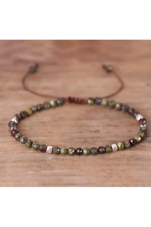 Natural Dragon Blood Stone Bead Dainty Healing Protection Strength Bracelet Gift