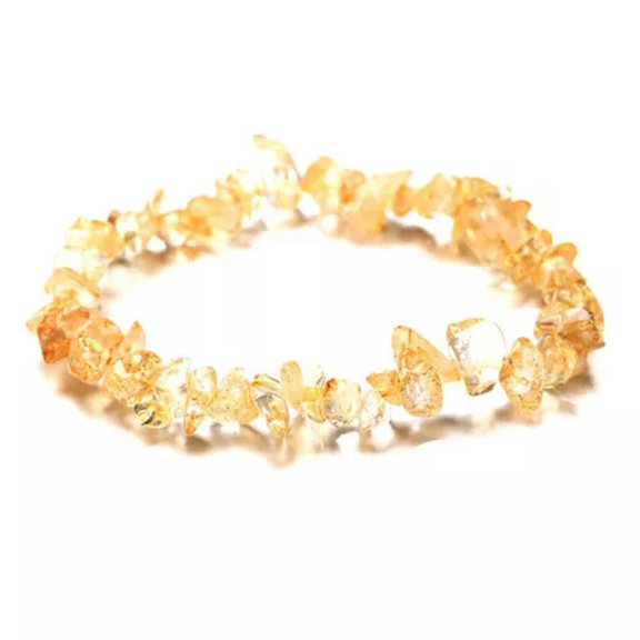 MATROOY Natural Gemstone Chip Beads Stretchy Bracelet Reiki Chakra Fashion Jewelry-Citrine