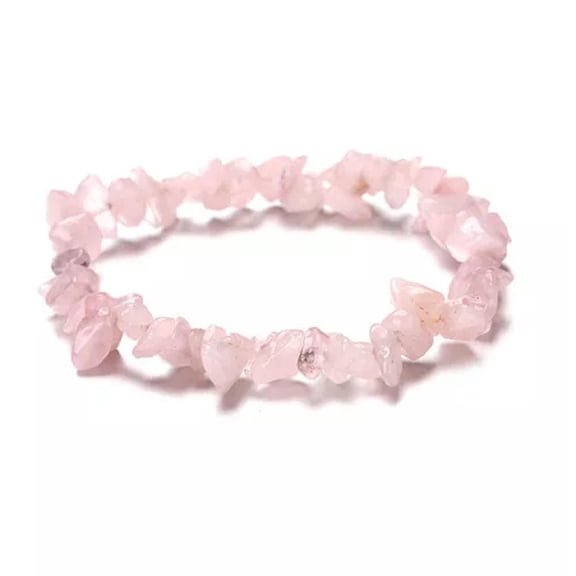 MATROOY Natural Gemstone Chip Beads Stretchy Bracelet Reiki Chakra Fashion Jewelry-Rose Quartz