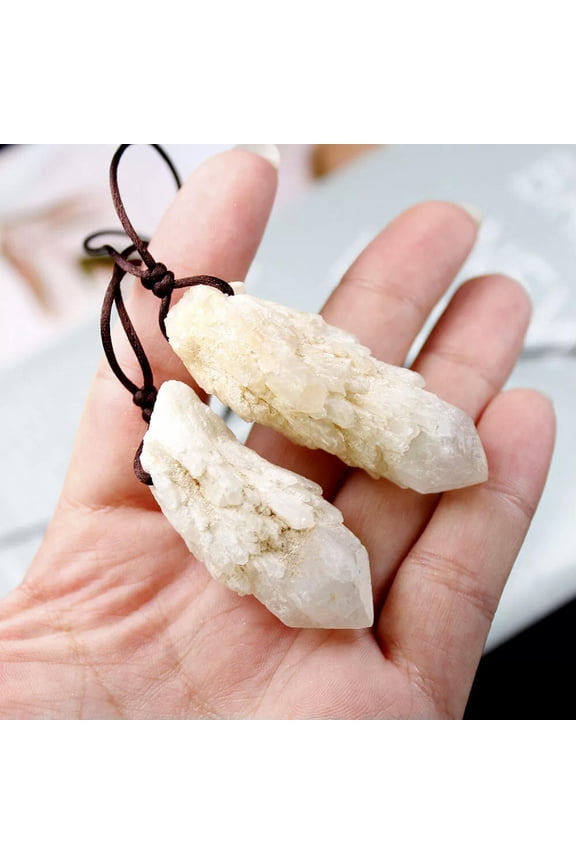 Natural Gemstone Crystal Cluster Pendant Clear Quartz Healing Stone Necklace