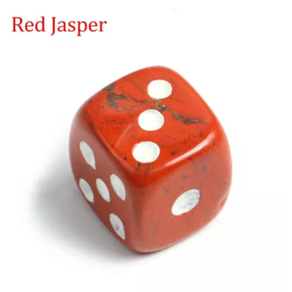 MATROOY Natural Gemstone Dots Square Dice Bead Game Toys Casino Lucky Crystal Reiki 15mm-Red Stone