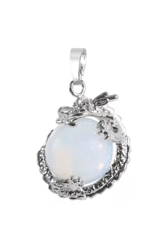 Natural Gemstone Dragon Ball Round Reiki Healing Pendant Bead Charm Amulet-Opal